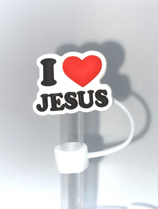 I Love Jesus Heart Straw Topper