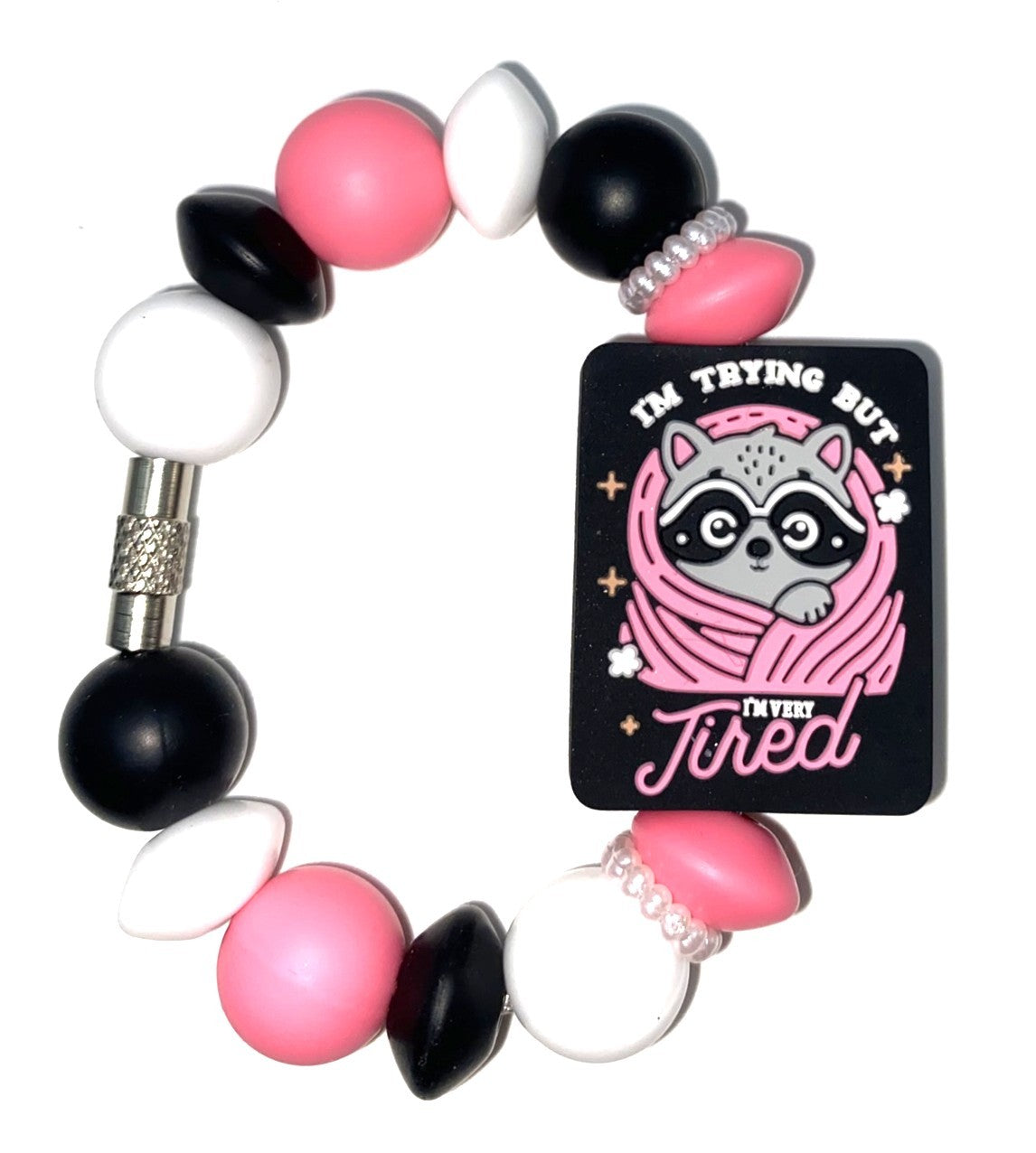 I'm Trying But I'm Very Tired Raccoon Stanley Tumbler Cup Handle Charm