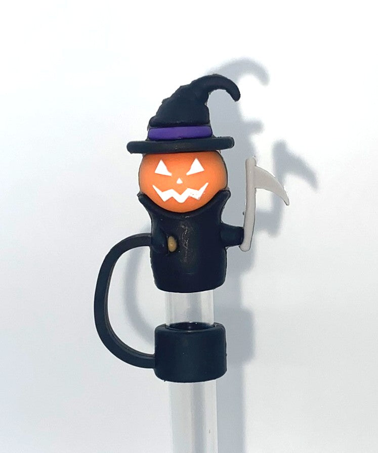 Jack O Lantern Grim Reaper Halloween Straw Topper