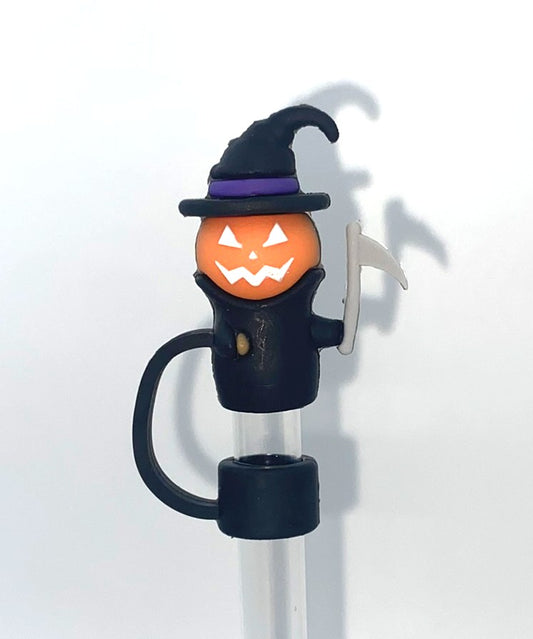Jack O Lantern Grim Reaper Halloween Straw Topper