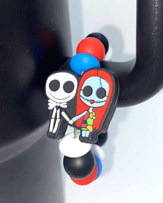 Jack & Sally Holding Hands Nightmare Christmas Halloween Stanley Tumbler Cup Handle Charm