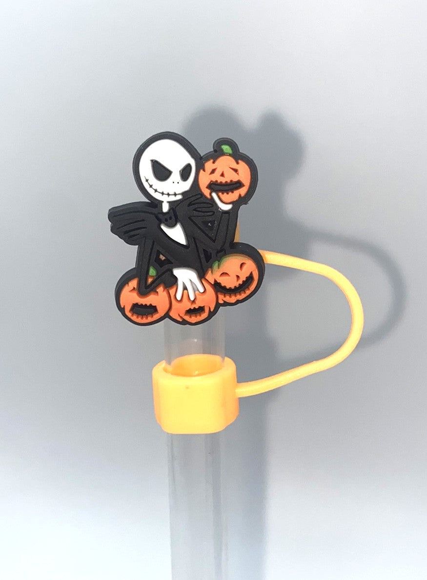 Jack Skellie w/Jack O Lanterns Straw Topper