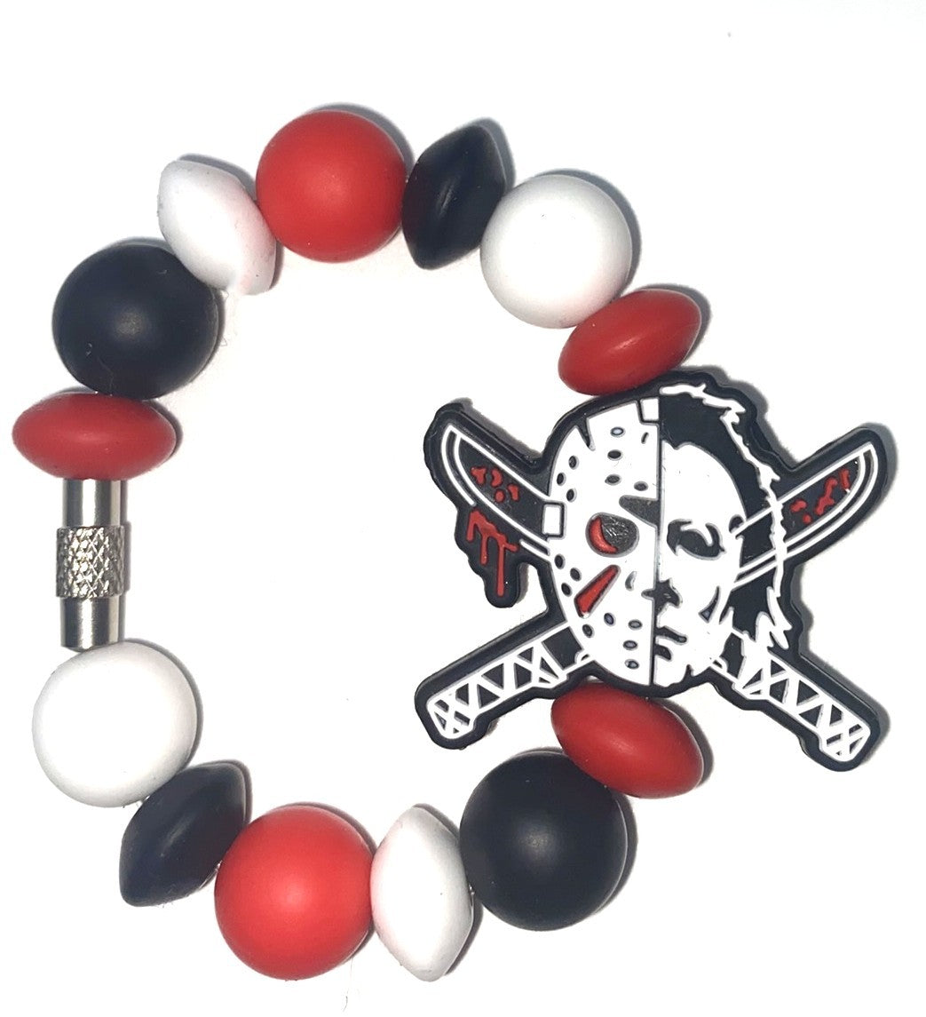 Horror Jason & Michael Faces w/Machete Knives Stanley Tumbler Cup Handle Charm