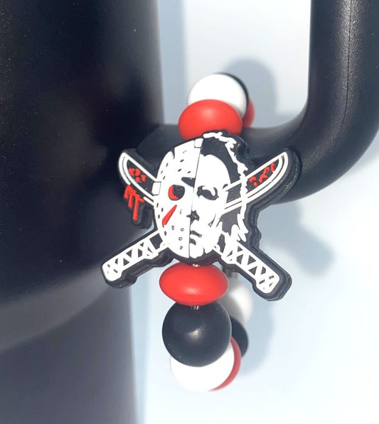 Horror Jason & Michael Faces w/Machete Knives Stanley Tumbler Cup Handle Charm