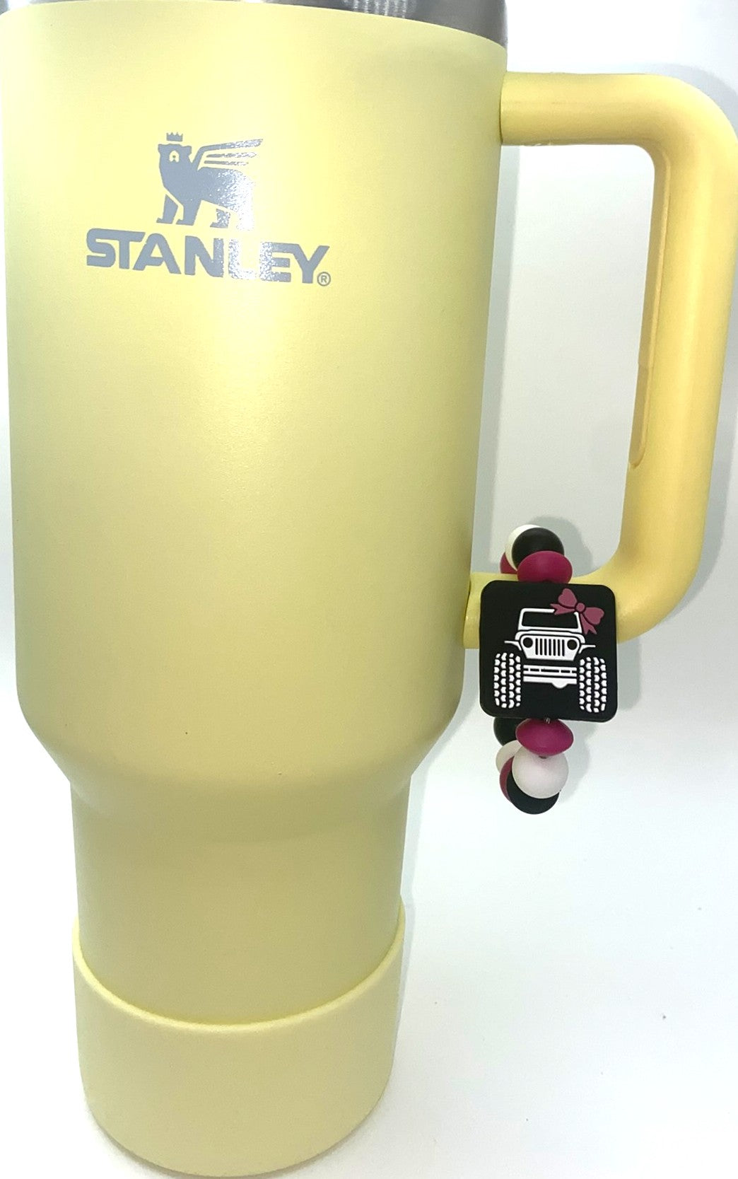 Pink Bow 4X4 Vehicle Grill Stanley Tumbler Cup Handle Charm