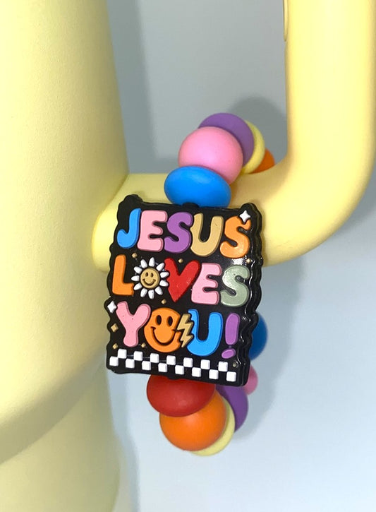 Jesus Loves You Colorful Stanley Tumbler Cup Handle Charm