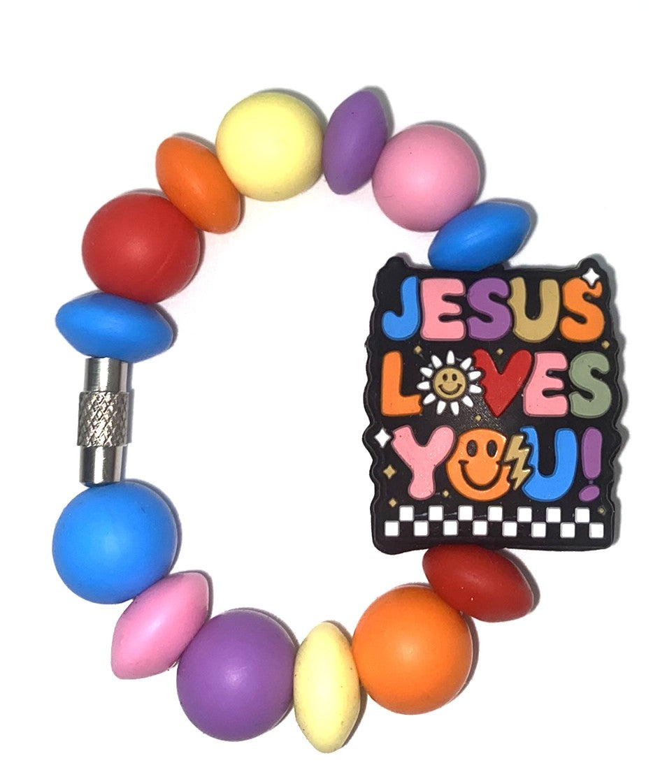 Jesus Loves You Colorful Stanley Tumbler Cup Handle Charm