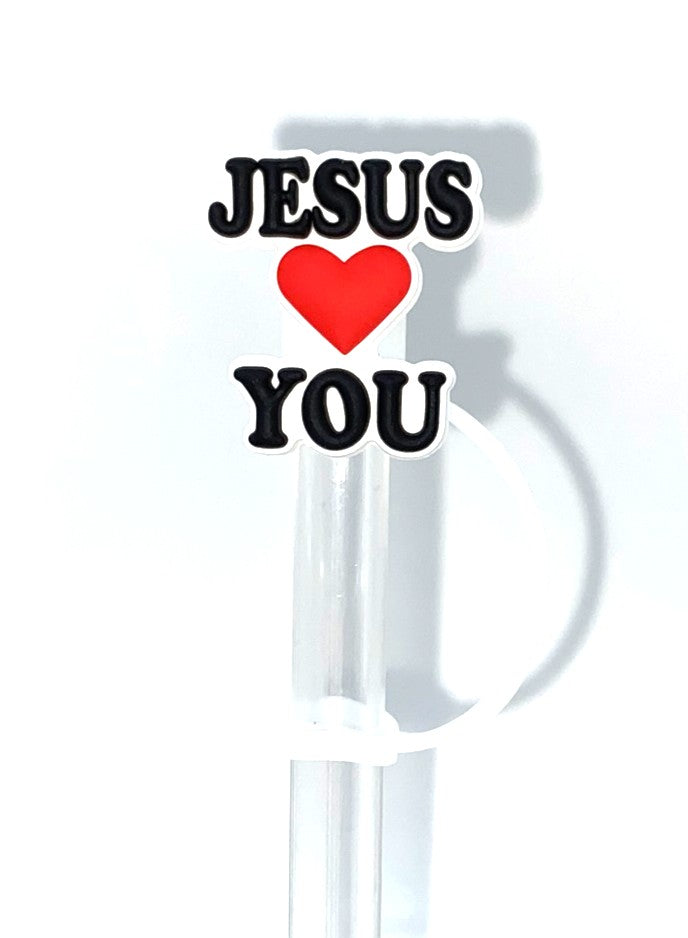 Jesus Loves You Heart Straw Topper