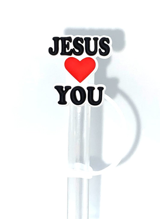 Jesus Loves You Heart Straw Topper