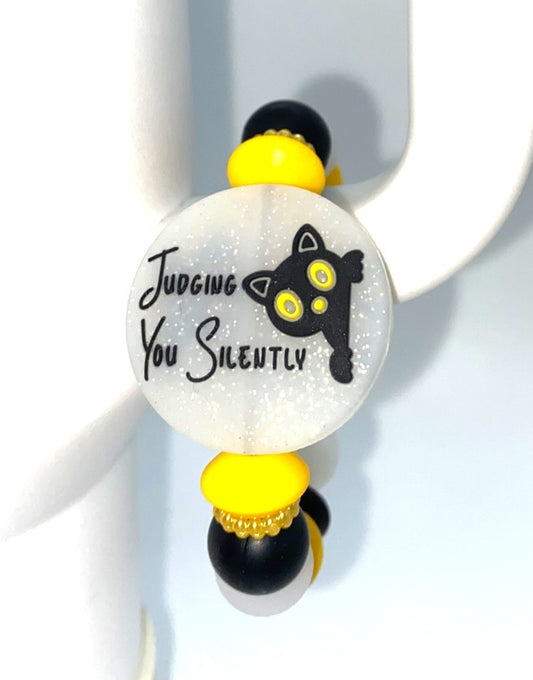Silently Judging You Cat Glitter Stanley Tumbler Cup Handle Charm