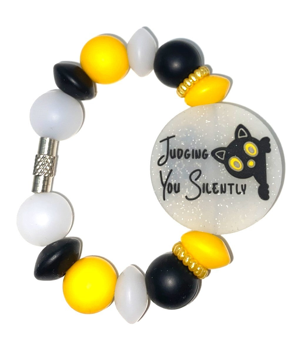 Silently Judging You Cat Glitter Stanley Tumbler Cup Handle Charm