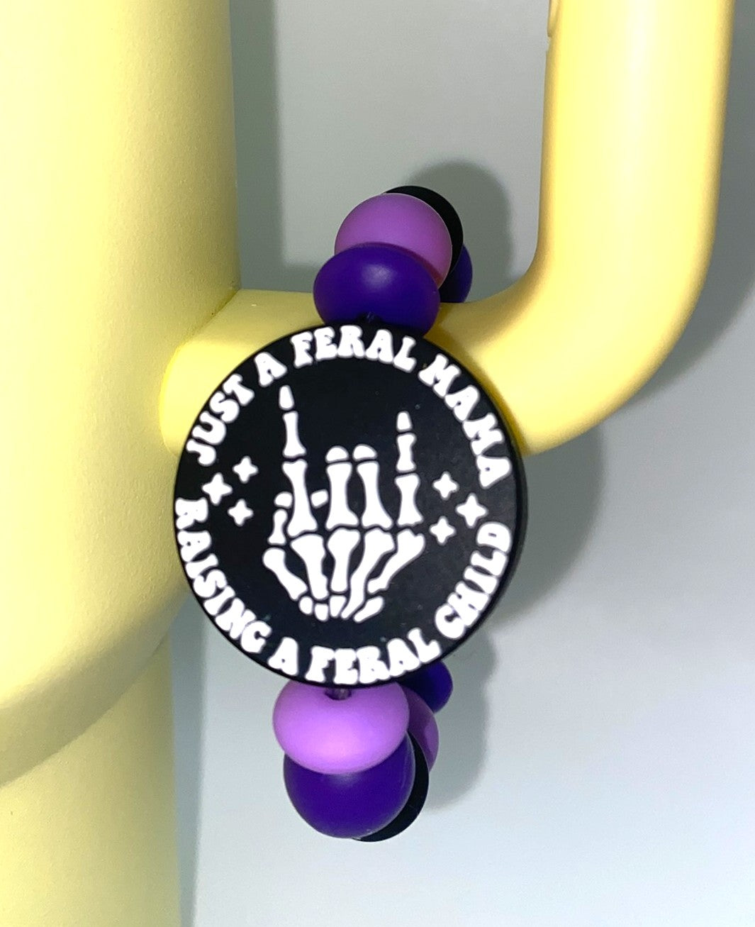 Just A Feral Mama Raising A Feral Child Skellie Hand Stanley Tumbler Cup Handle Charm