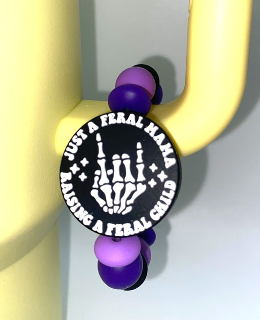 Just A Feral Mama Raising A Feral Child Skellie Hand Stanley Tumbler Cup Handle Charm