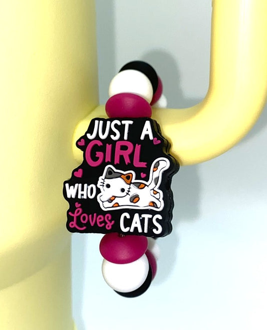 Just A Girl Who Loves Cats Stanley Tumbler Cup Handle Charm
