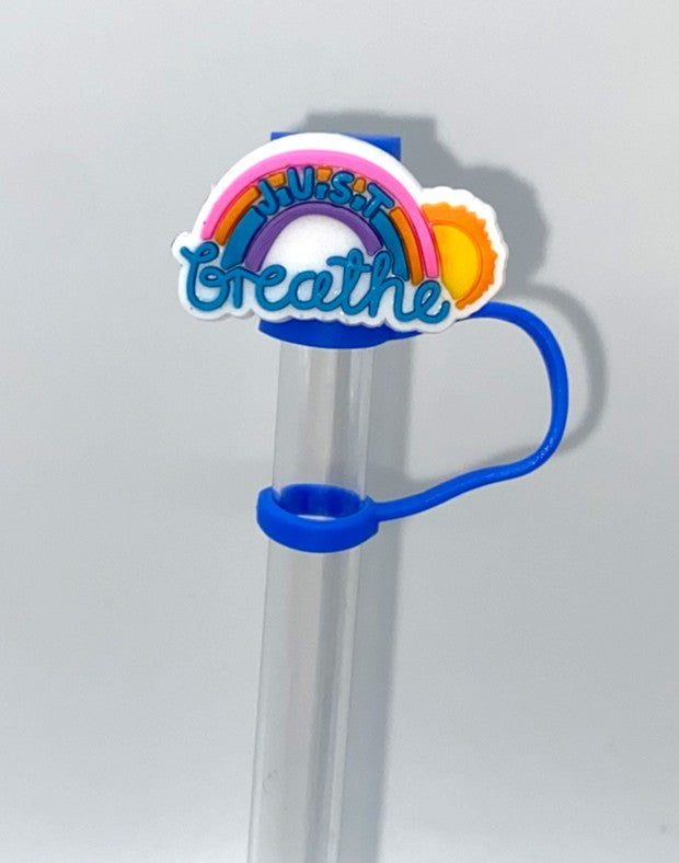 Just Breathe Rainbow Straw Topper