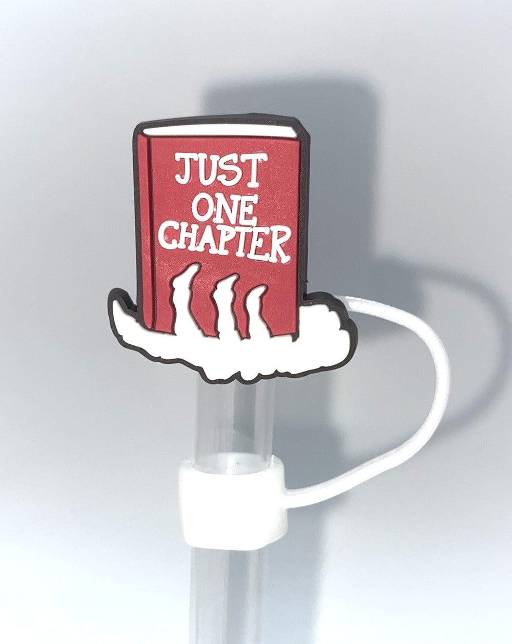 Just One Chapter Skeleton Hand Bookish Bookmark Straw Topper