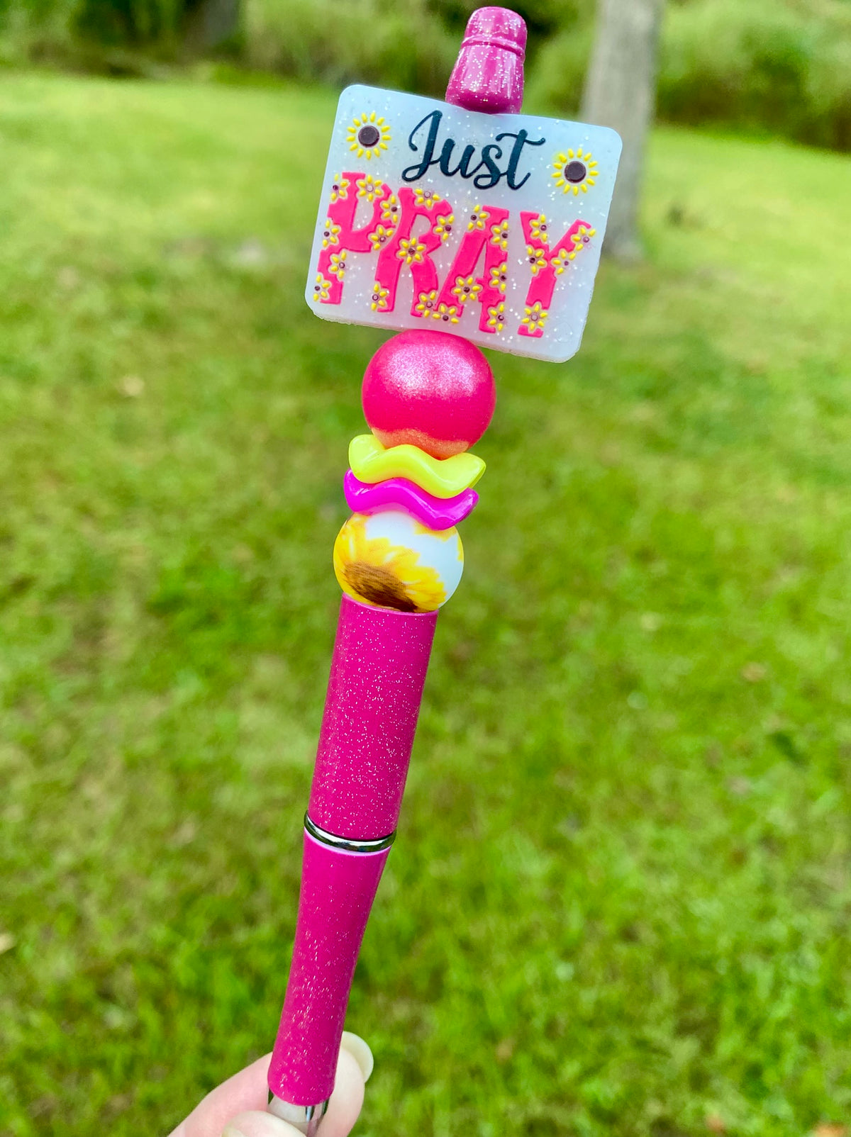 Just Pray Glitter Beaded Pen