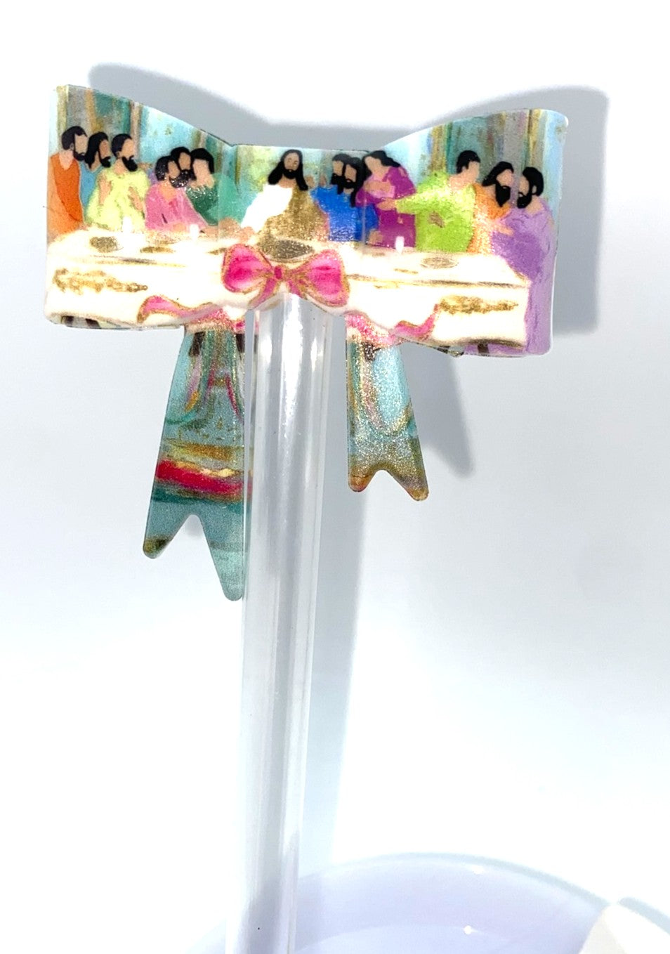 Last Supper Christian Easter Bow Straw Topper