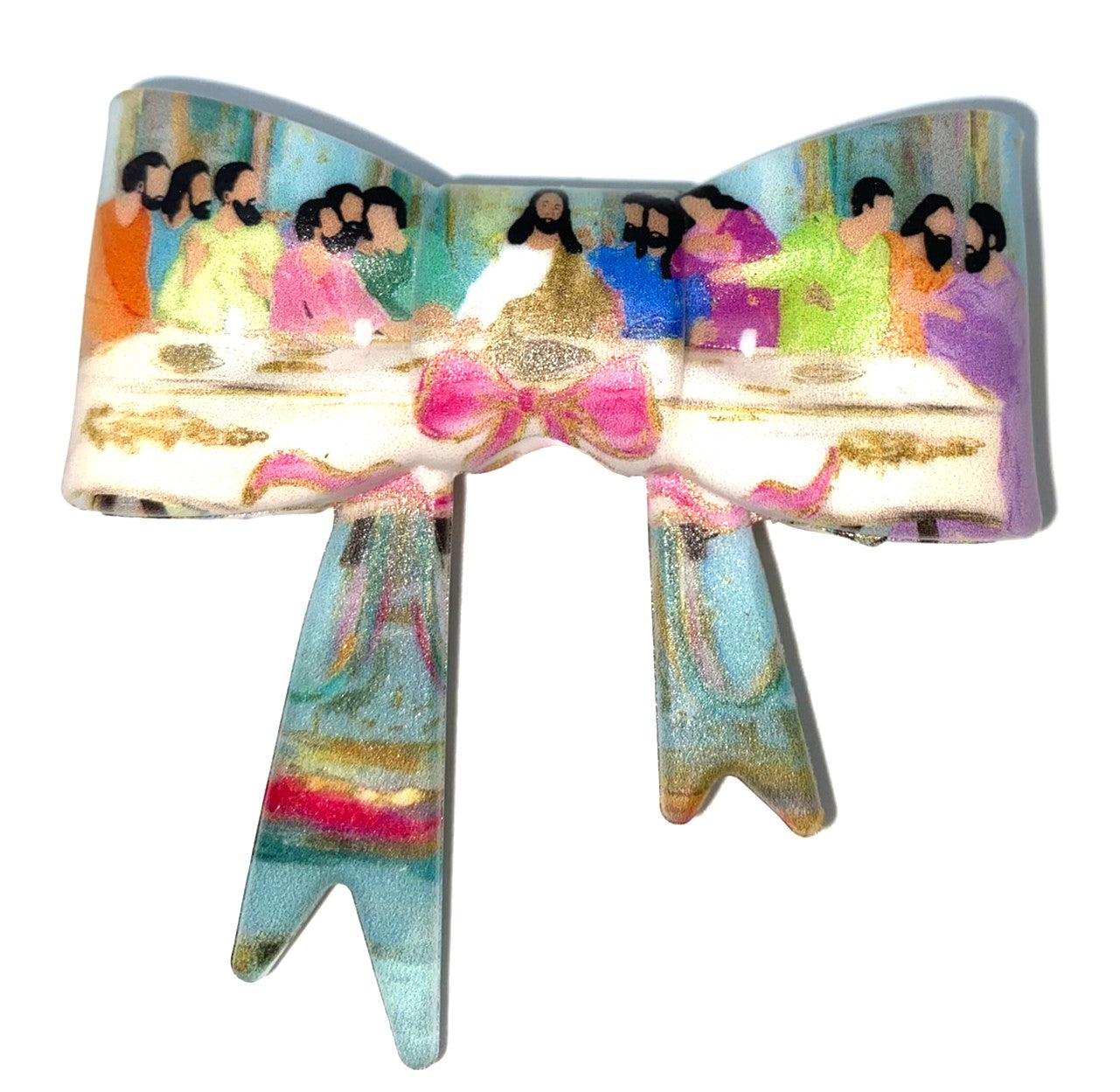 Last Supper Christian Easter Bow Straw Topper
