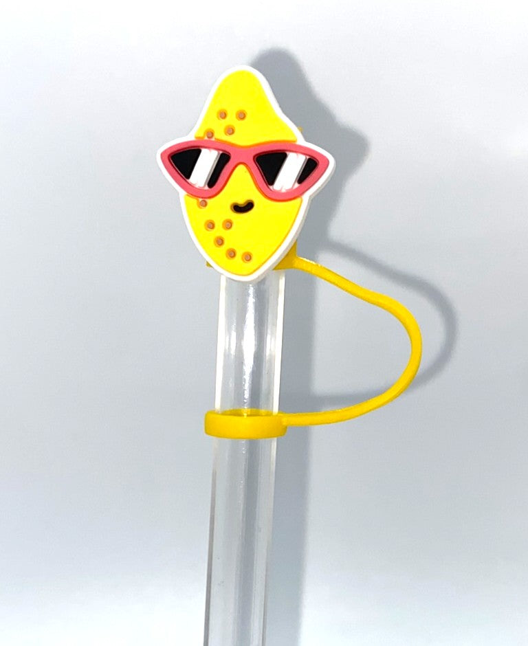 Lemon w/Sunglasses Summer Straw Topper
