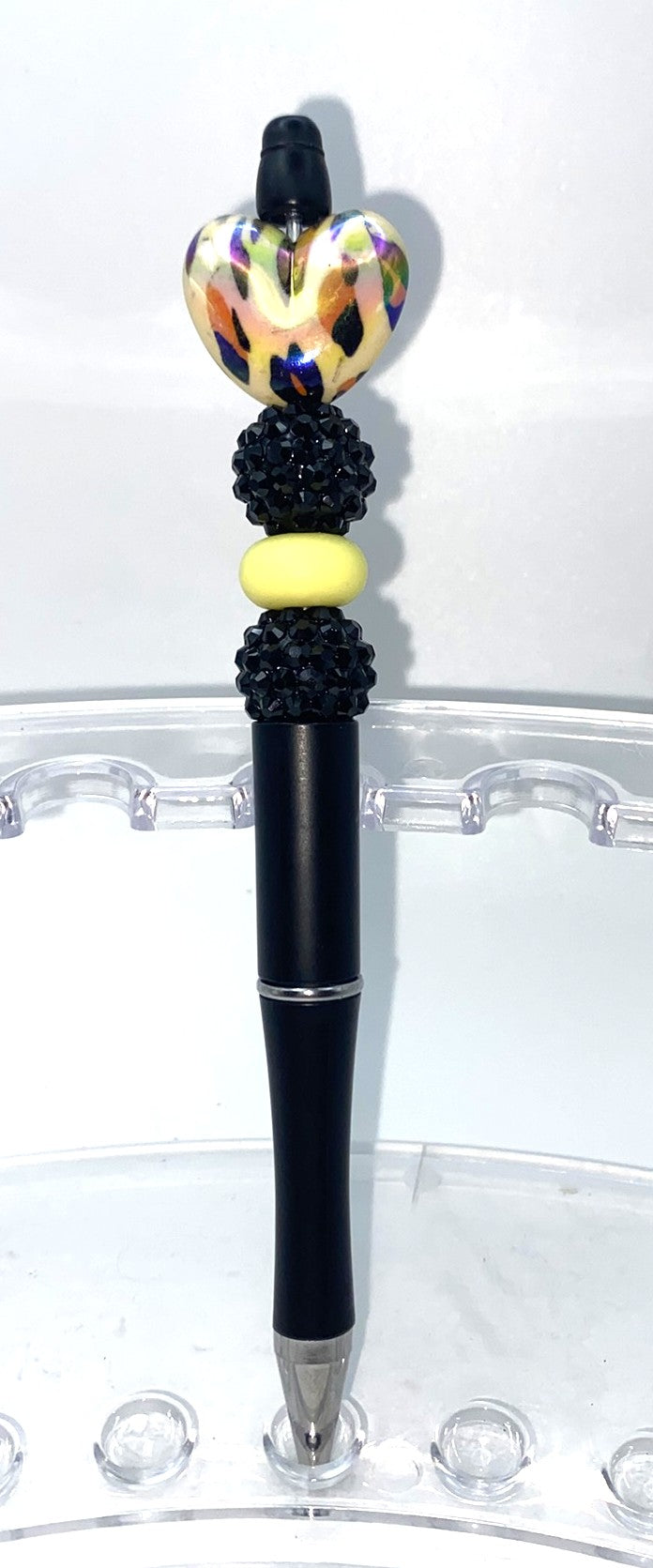 Leopard Print Heart Acrylic Beaded Pen
