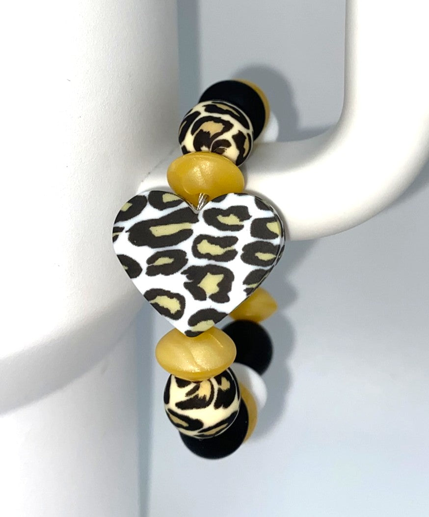 Leopard Print Heart Printed Stanley Tumbler Cup Handle Charm