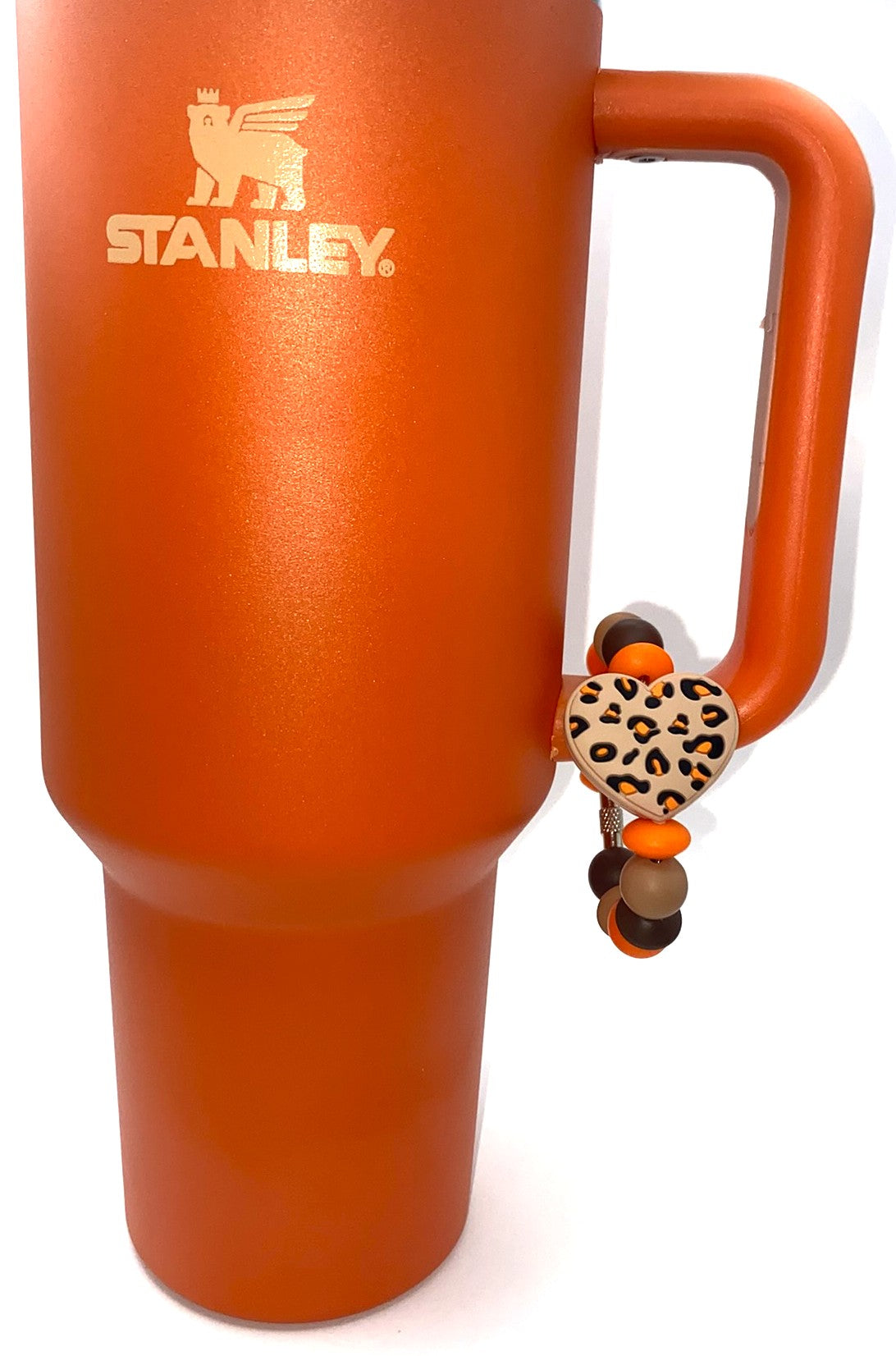 Leopard Print Heart Orange Stanley Tumbler Cup Handle Charm