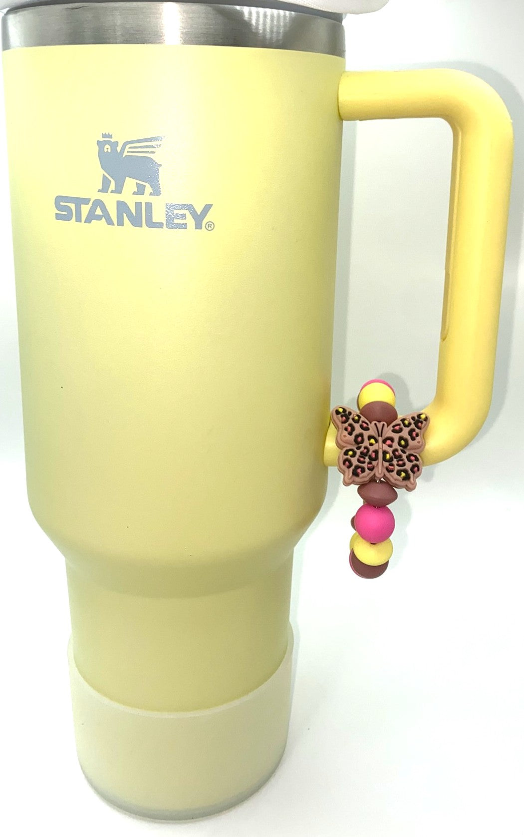Pink Leopard Butterfly Stanley Tumbler Cup Handle Charm