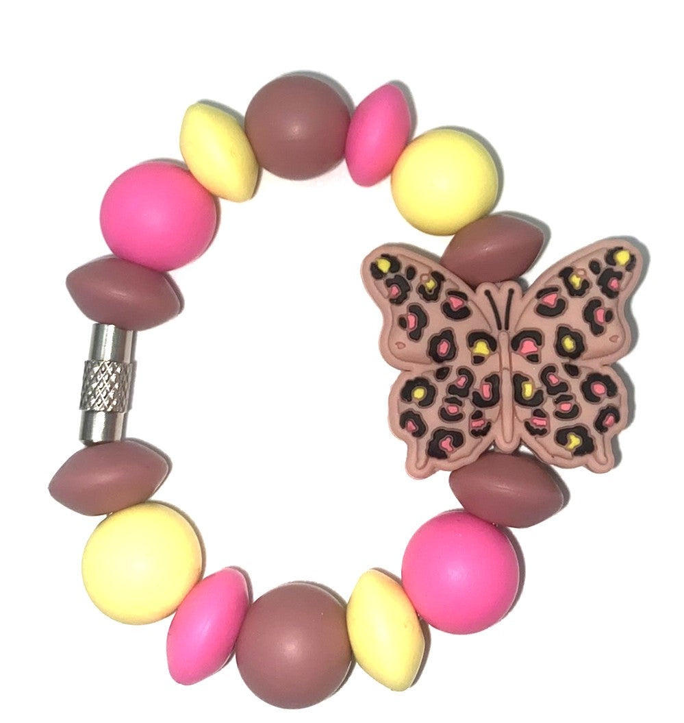 Pink Leopard Butterfly Stanley Tumbler Cup Handle Charm