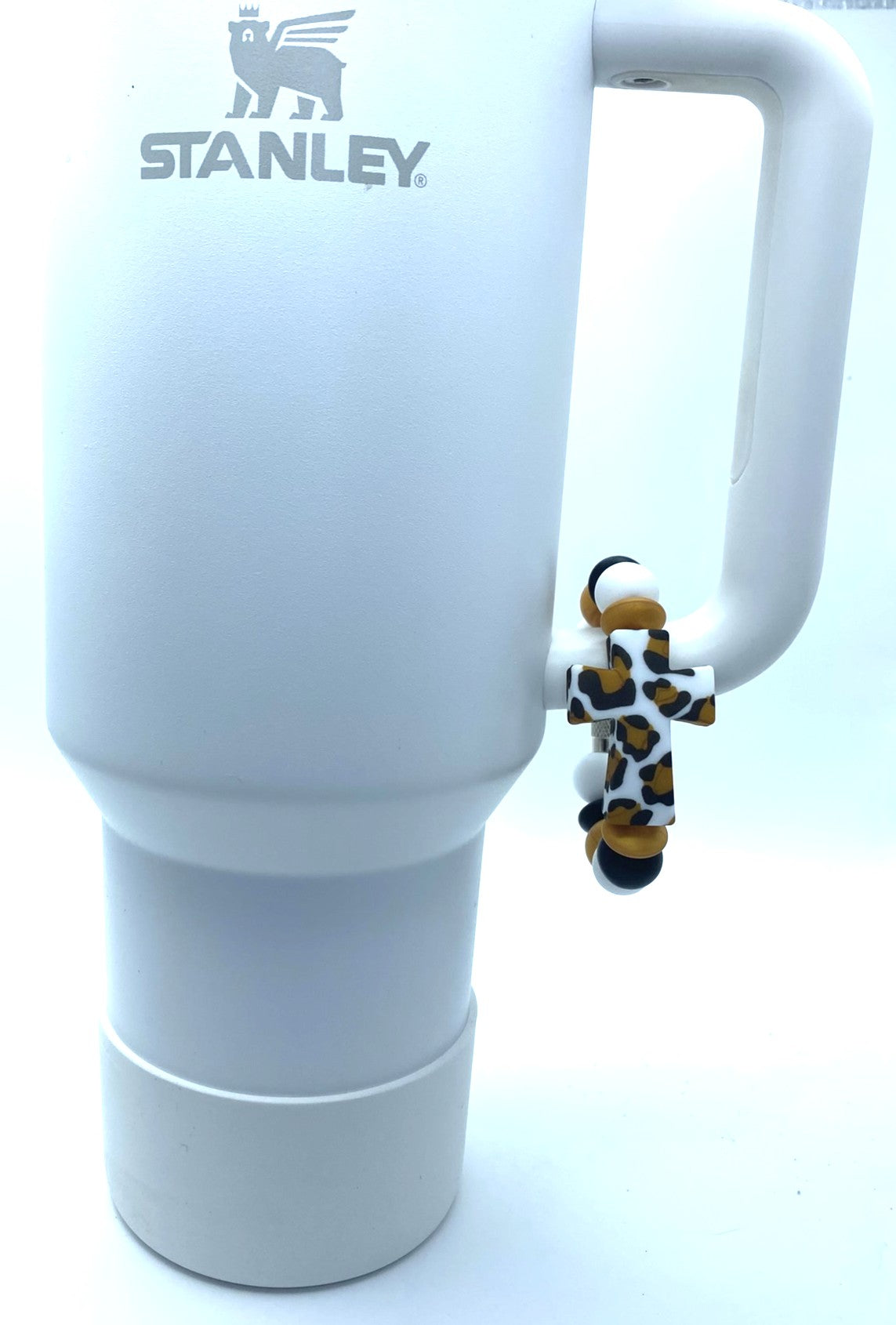 Leopard Print Cross Stanley Tumbler Cup Handle Charm