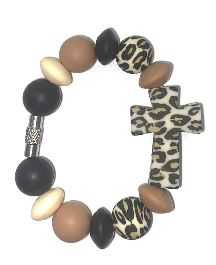 Leopard Print Cross Stanley Tumbler Cup Handle Charm