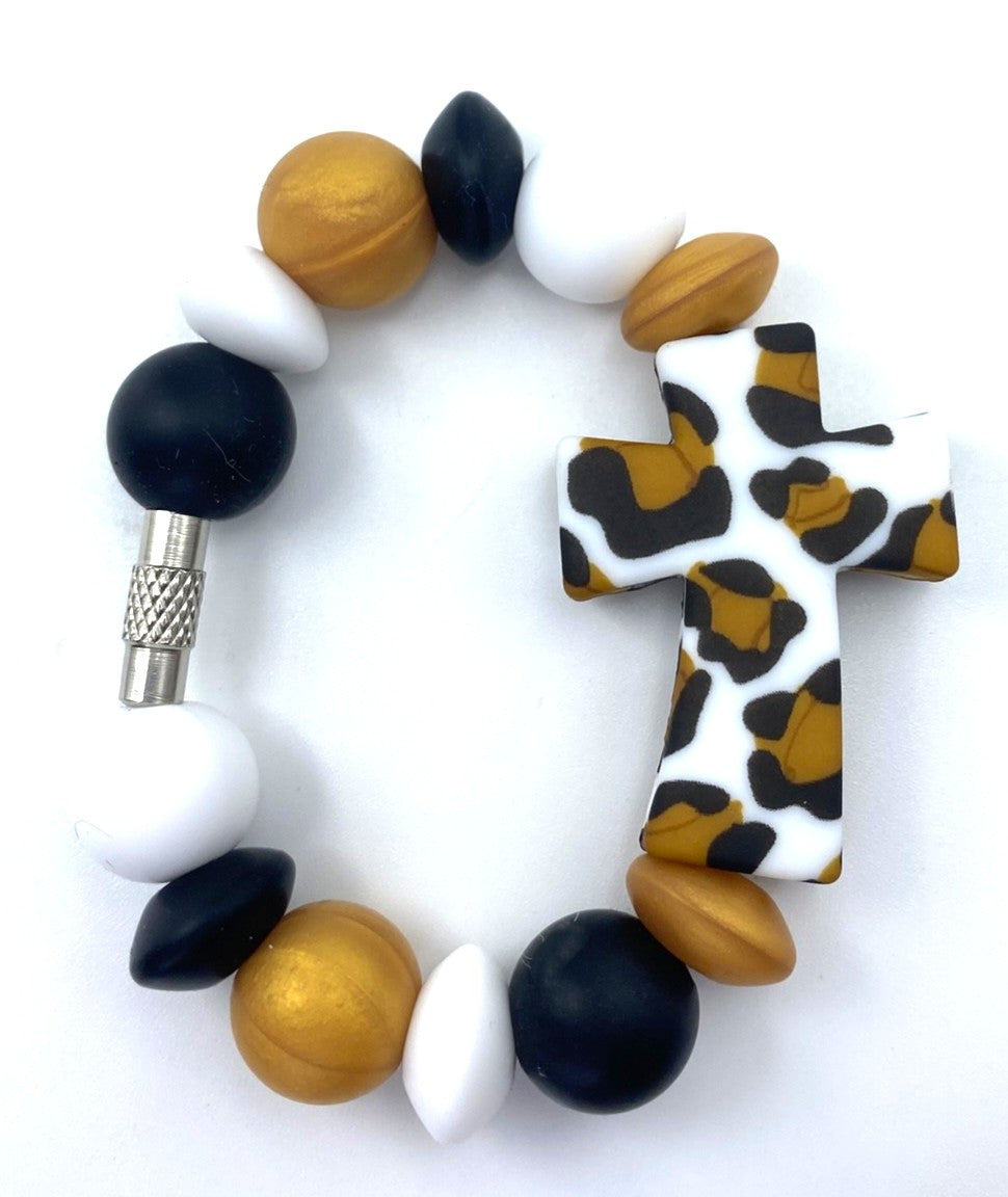 Leopard Print Cross Stanley Tumbler Cup Handle Charm