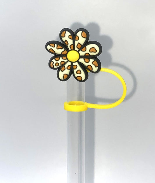 Leopard Daisy Flower Straw Topper