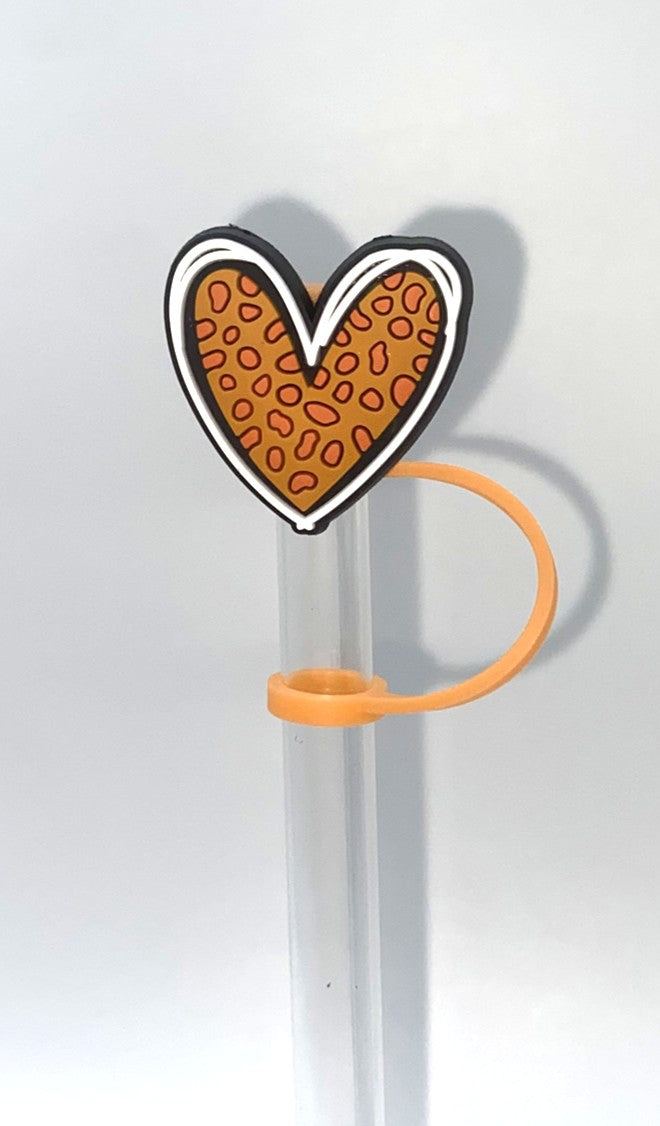Leopard Heart Straw Topper