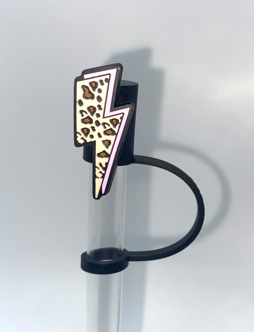 Leopard Print Lightning Bolt Straw Topper