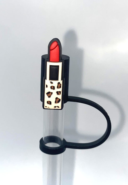 Leopard Print Lipstick Straw Topper