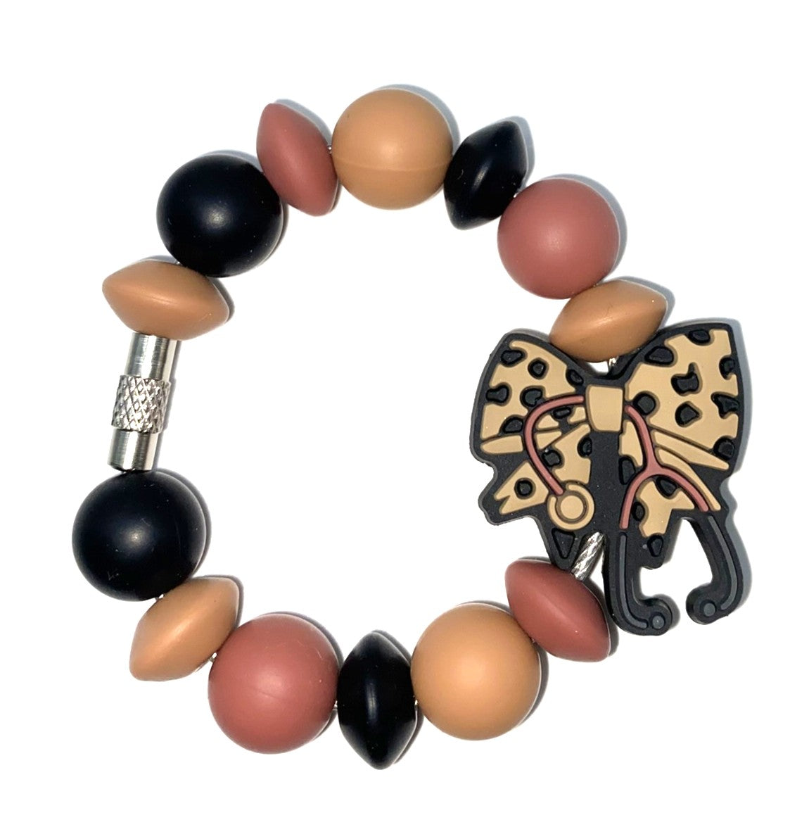 Medical Leopard Print Bow w/Stethoscope Nurse Stanley Tumbler Cup Handle Charm