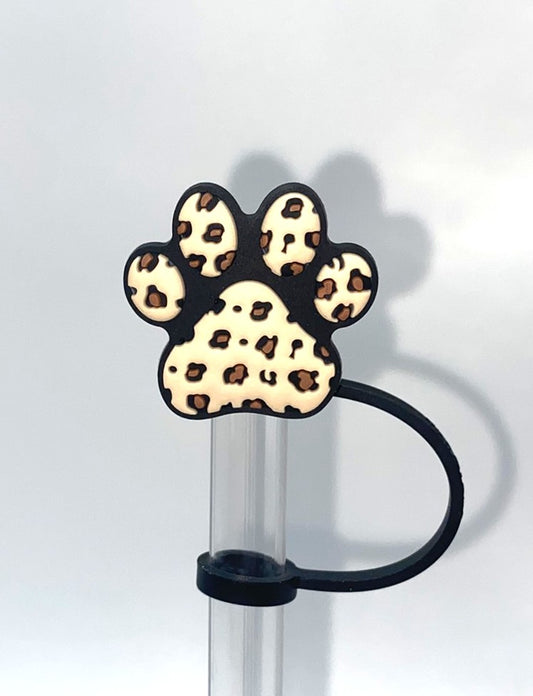 Leopard Print Paw Print Straw Topper