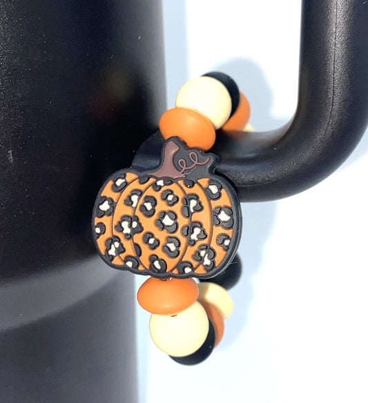 Dark Orange Leopard Pumpkin Stanley Tumbler Cup Handle Charm
