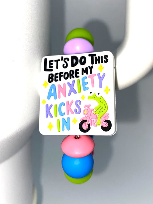 Let's Do This Before My Anxiety Kicks In Frog on Moped Stanley Tumbler Cup Handle Charm
