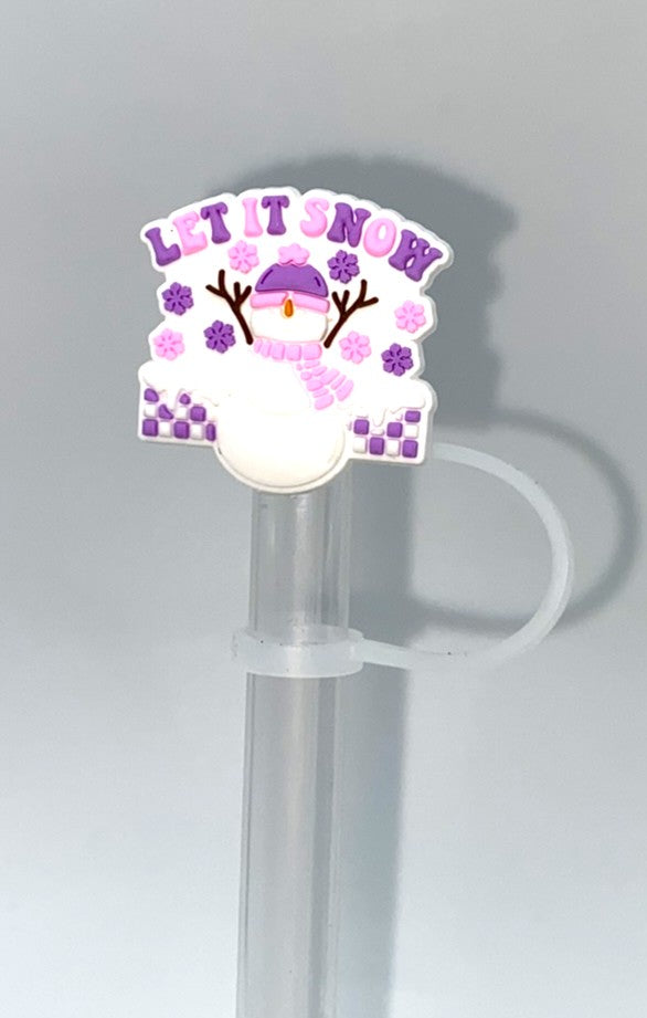 Let It Snow Snowman Straw Topper