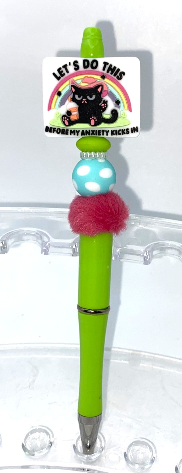 Let's Do This Before My Anxiety Kicks In Cowboy Cat Beaded Pen