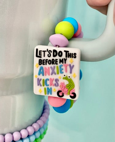Let's Do This Before My Anxiety Kicks In Frog on Moped Stanley Tumbler Cup Handle Charm