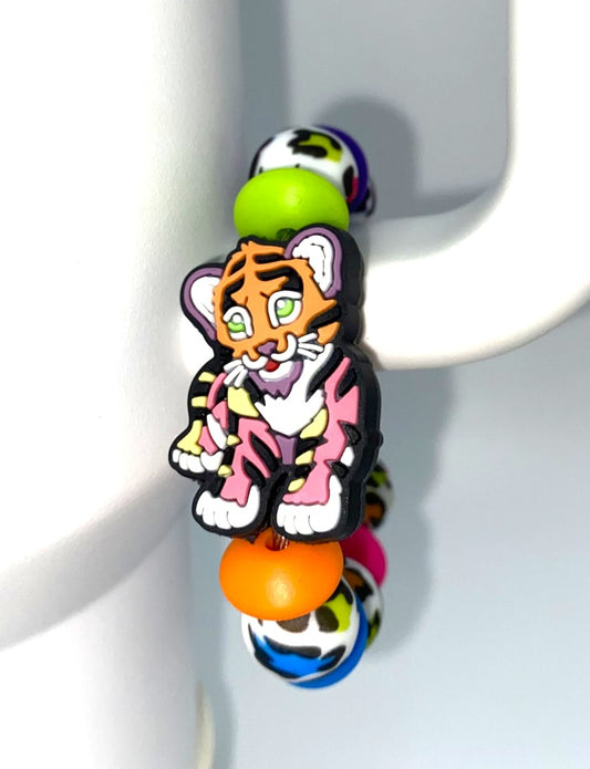 Rainbow Colorful Tiger Cat LF Stanley Tumbler Cup Handle Charm