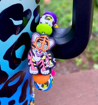 Rainbow Colorful Tiger Cat LF Stanley Tumbler Cup Handle Charm