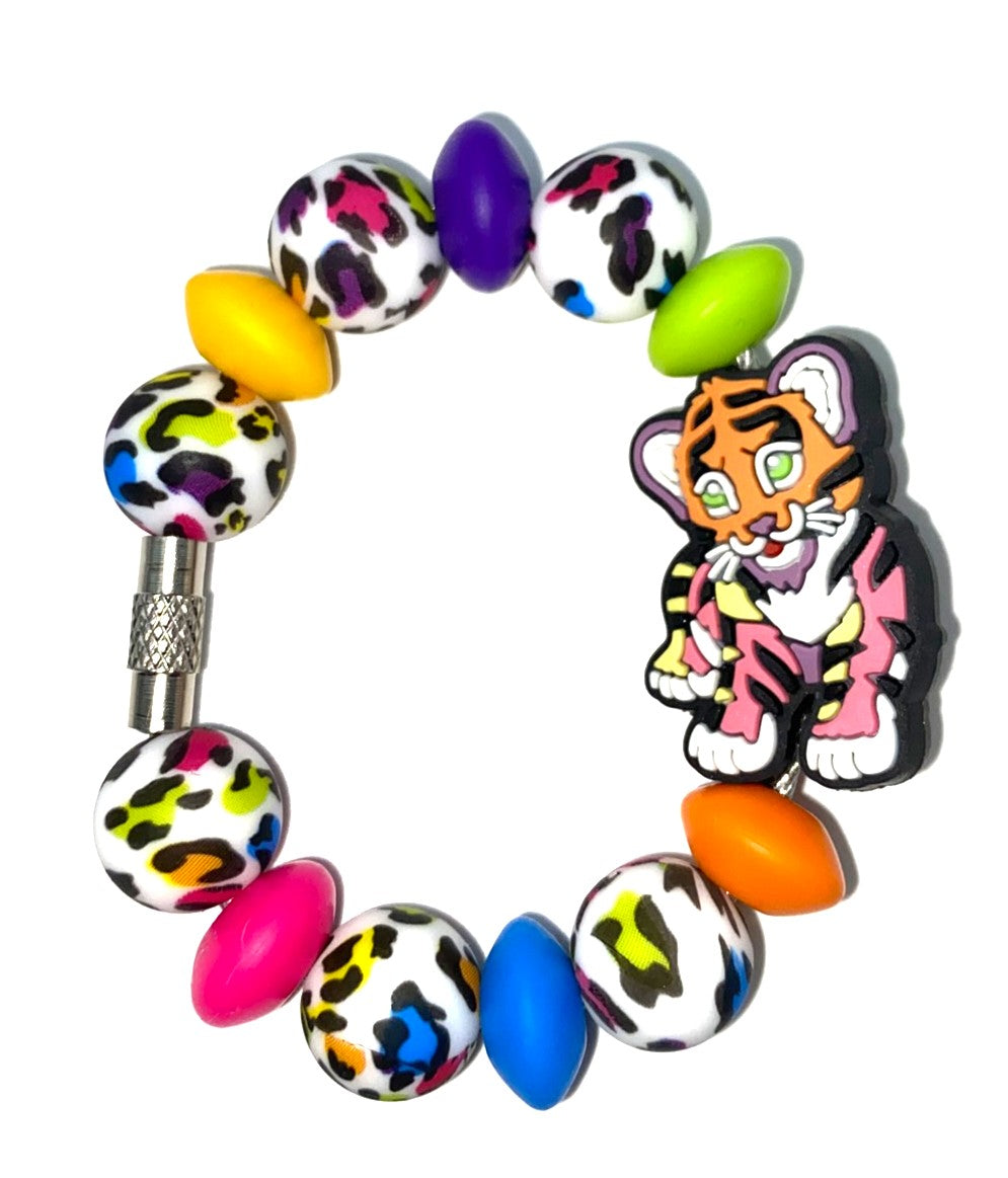 Rainbow Colorful Tiger Cat LF Stanley Tumbler Cup Handle Charm