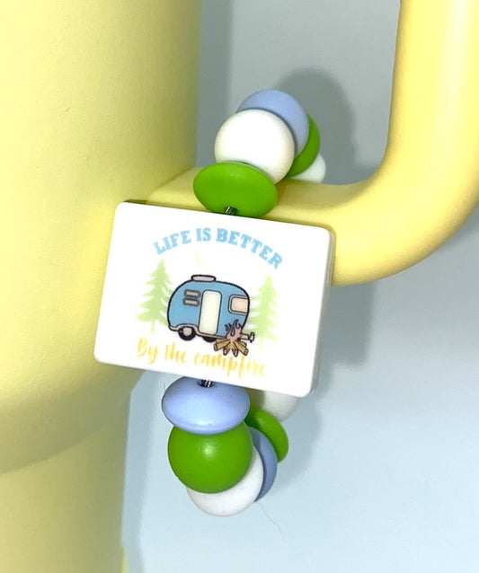 Life Is Better By The Campfire Camper Stanley Tumbler Cup Handle Charm