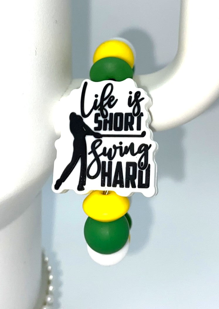 Life is Short Swing Hard Golf Stanley Tumbler Cup Handle Charm