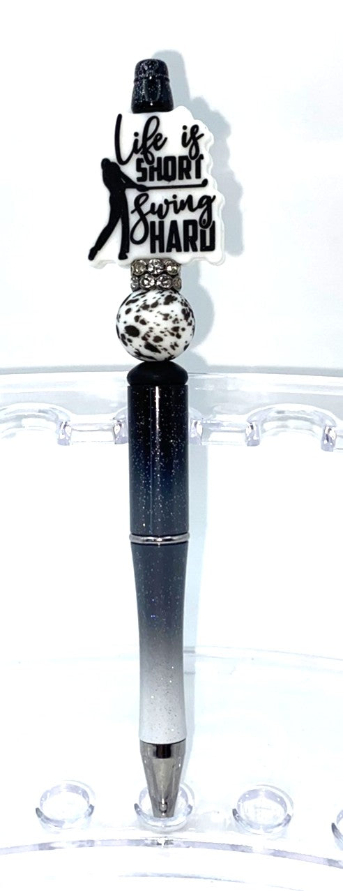 Life Is Short Swing Hard Golf Beaded Pen