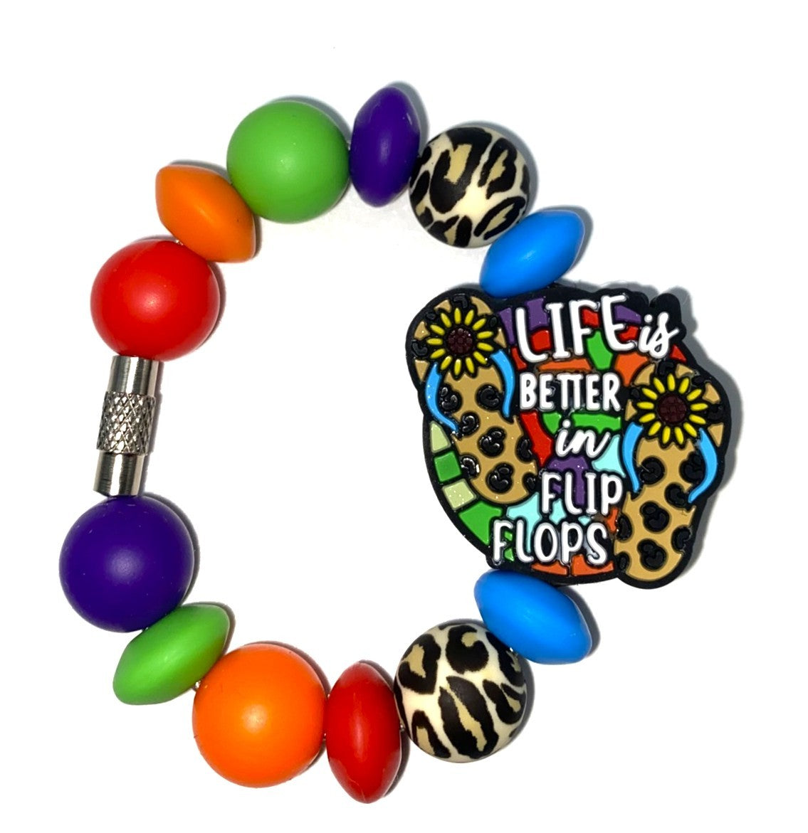 Life Is Better In Flip Flops Leopard Print Stanley Tumbler Cup Handle